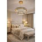 Kafkas 45X30DAİRE Gold 2 Katlı Kristal Avize - Altın
