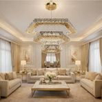 Kafkas 60X40X25 Altıgen Gold Modern Kristal Avize - Altın - 3