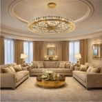 Kafkas 65LİK Yıldızlı Daire Gold Modern Kristal Avize - Altın - 1