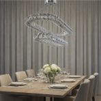 Kafkas 80X65 Elips Gümüş 2 Katlı Yemek Masası Kristal Avize