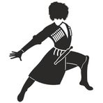 Kafkas Çerkes Dansçı Folyo Kesim Etiket (Siyah-Sağ) 15 Cm