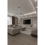 Kafkas Helezion Krom Modern Sarkıt Avize – Kristal Küreli Tasarım - 2 - Gümüş