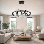 Kafkas Helezion Siyah Modern Sarkıt Avize – Kristal Küreli Tasarım - 2