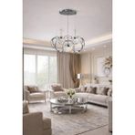 Kafkas Lotus Krom Kristal Modern Sarkıt Avize – 3lü Kristal Küre Tasarım - Gümüş - 4
