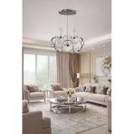 Kafkas Lotus Krom Kristal Modern Sarkıt Avize 3Lü Kristal Küre Tasarım