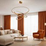 Kafkas Vega Tarçın Modern LED Sarkıt Avize – 3 Halkalı Tasarım - Bronz