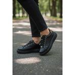 KAFKASLAR AYAKKABI Düz Kalın Ortopedik Taban Leopar Desen Kadın Sneaker Spor Ayakkabı - Siyah - Leopar