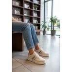 KAFKASLAR AYAKKABI Düz ve Hafif Ortopedik Taban Kaymaz Kadın Sneaker Spor Ayakkabı - 002-Bej
