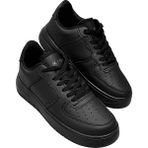 Kafkaslar Kalın Taban Kışlık Bay Bayan Düz Force Spor Sneakers Ayakkabı - 0 - Siyah