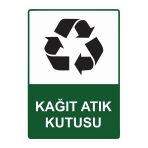 Kağıt Atık Kutusu İsg Uyarı Levhası Pvc A5 15X21 Cm