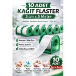 Kağıt Flaster 5 Cm X 5 M 10 Adet Sabitleme Bandı Hassas Ciltler İçin