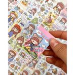 Kağıt Gemi Dükkan Sevimli Kız Pembe Renk 50 Yaprak Mini Defter Sticker /Etiket/Çıkartma/ Bullet Journal / Defter Süsleme