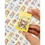 Kağıt Gemi Dükkan Sevimli Kız Sarı Şapkalı 50 Yaprak Mini Defter Sticker/Etiket/Çıkartma/Bullet Journal/Defter Süsleme
