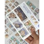 Kağıt Gemi Dükkan Sevimli Kız ve Sevimli Dostları 14 Yaprak Paket Sticker/Etiket/Çıkartma / Bullet Journal / Defter Süsleme
