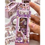 Kağıt Gemi Dükkan Sevimli Kız ve Tavşan Mor 3’lü Washi Bant Seti (3*2m)/Masking Tape/Desenli Bant/Bullet Journal/Scrapbook