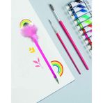 Kağıt Gemi Dükkan Tüylü Pembe Gökkuşağı Kalem - Renkli