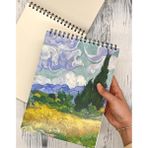 Kağıt Gemi Dükkan Van Gogh Selvi Ağaçlı Buğday Tarlası Desenli Çizim Defteri 50 Yaprak