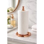 Kağıt Havluluk, Banyo Aksusuar, Dikey Standlı Mutfak Havlu Tutucu, Yuvarlak Taban, Premium Parlaklık ve Kalite, Rose Pembe Altın Renk
