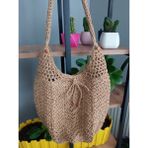 Kağıt Ip Omuz Çantası - En : 33 cm Boy : 29 cm Sap uzunluk : 55 cm - Akaju Açık Kahve