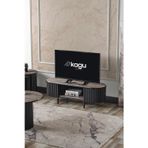 Kagu Boston Serisi Tv Ünitesi Siyah Metal Gri Ahşap 124x40x40 cm