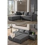 Kagu Corner Poly Large Köşe Takımı Koyugri -kanepesi-yatağı-tv Ve Dinlenmesi 5 Farklı Model Tek Ürün KETEN