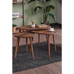 Kagu MDF Alvin Zigon Orta Sehpa Seti Ahşap Oval Tasarım Kahverengi 3'lü 80x60 cm