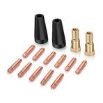Kahdsvby 15 parçalı MIG kaynak seti, akı çekirdeği, gazsız başlık, 0,9 mm pirinç kaynak uçları, MIG kaynak parçaları, aksesuar