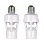 Kahdsvby PIR Hareket Sensörlü 2 Parça E27 Lamba Tutucu Adaptörü İnsan Varlığı Dedektörü AC100-240V