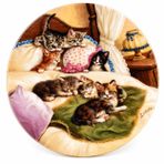 Kahla Im Himmelbett Koleksiyoner Porselen Tabak, Yuvarlak, 20 cm, Kedi Temalı, Sınırlı Üretim, Nostaljik Dekoratif