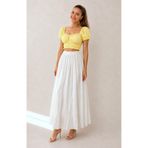 Kahra Collection Beyaz Hafif Kırışık Model Astarlı Crush Etek