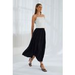 Kahra Collection Siyah Fırfırlı Astarlı Katlı Etek Kadın Uzun Etek