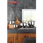 Kahramanlar Akasya İndüksiyon Tabanlı 8 Parça Çelik Tencere Seti