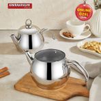 Kahramanlar Alize Orta Boy Indüksiyon Tabanlı Altın Çelik 2 - 2.99 lt Çaydanlık Takımı