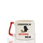 Kahramanlar Bu Ayda Doğar Baskılı Eş Arkadaş Baba Doğum Babalar Gününe Hediyelik Kulplu Kupa Bardak, QBLK5411-K-6