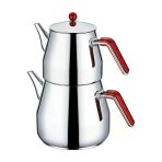 Kahramanlar Çelik 4 Parça Prizma Orta Boy Çaydanlık Takımı - 1,10 - 2 Litre