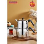 Kahramanlar Delux Orta Boy Black 4 Parça Çelik Çaydanlık Takımı