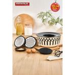 Kahramanlar Prime Cream Emaye 5 Parça Rendeli Saklama ve Karıştırma Kabı 24 cm - 700 ml