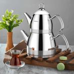 Kahramanlar Roma Orta Boy Çelik Çaydanlık Platin