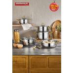 Kahramanlar Yağmur 10 Parça Gold Çelik Tencere Seti