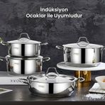 Kahramanlar Yağmur İndüksiyon Tabanlı 8 Parça Tencere Seti