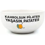 Kahrolsun Pilates Yaşasın Patates Beyaz Seramik Kase - Hediye Seramik Kase