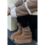 Kahve %100 Akrilik Üst Kalite Triko Örgü Çorap Tozluk - Standart - Kahverengi