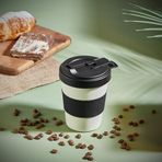 Kahve Bardağı 550 ml, Siyah Kapaklı, BPA İçermeyen Plastik, Sıcak İçecekler için, Modern Tasarım, 9.8 x 9.8 x 13.5 cm