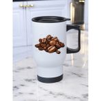 Kahve Çekirdeği Baskılı Kulplu Çelik Bardak Termos 450 ml