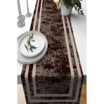 Kahve Çerçeveli Desen Premium Masa Örtüsü Runner RNR520