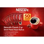 Kahve Classic 2 gr 50 Adet Stick Paket Hazır Kahve %100 Çözünebilir Zengin Yoğun Aroma