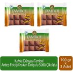 Kahve Dünyası Tambol Antep Fıstığı Krokan Dolgulu Sütlü Çikolata 100 gr x 3 Adet