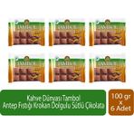 Kahve Dünyası Tambol Antep Fıstığı Krokan Dolgulu Sütlü Çikolata 100 gr x 6 Adet