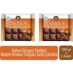 Kahve Dünyası Tambol Badem Krokan Dolgulu Sütlü Çikolata 100 gr x 2 Adet