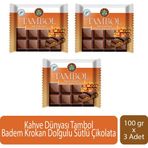 Kahve Dünyası Tambol Badem Krokan Dolgulu Sütlü Çikolata 100 gr x 3 Adet